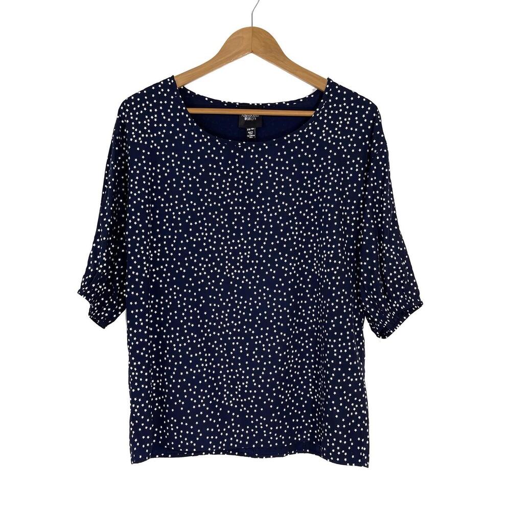 Alice Ritter Brooklyn Women’s Size XS Blue White Star Print Lined Blouse Top NWT